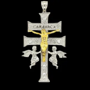 Sterling Cubic Zirconia Cross Jesus Carvana Pendant  Charm - C413939