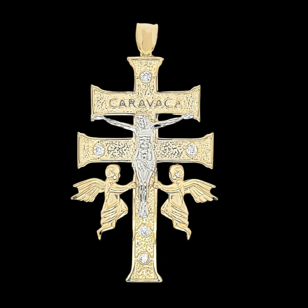 Sterling Cubic Zirconia Cross Jesus Carvana Pendant  Charm - C413939