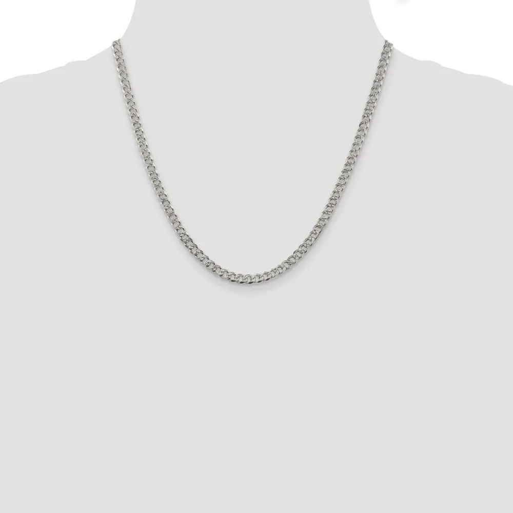 Sterling Silver 4.5mm Pav� Curb Chain