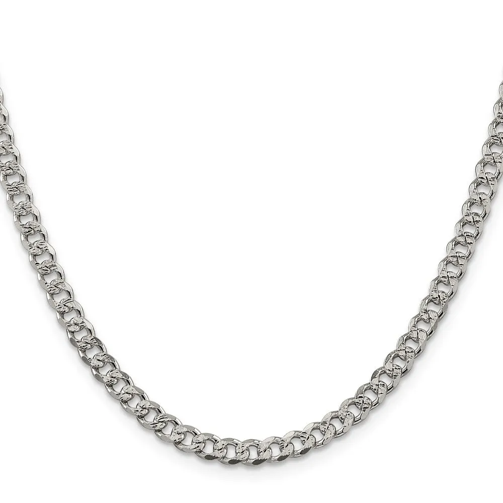 Sterling Silver 4.5mm Pave Curb Chain