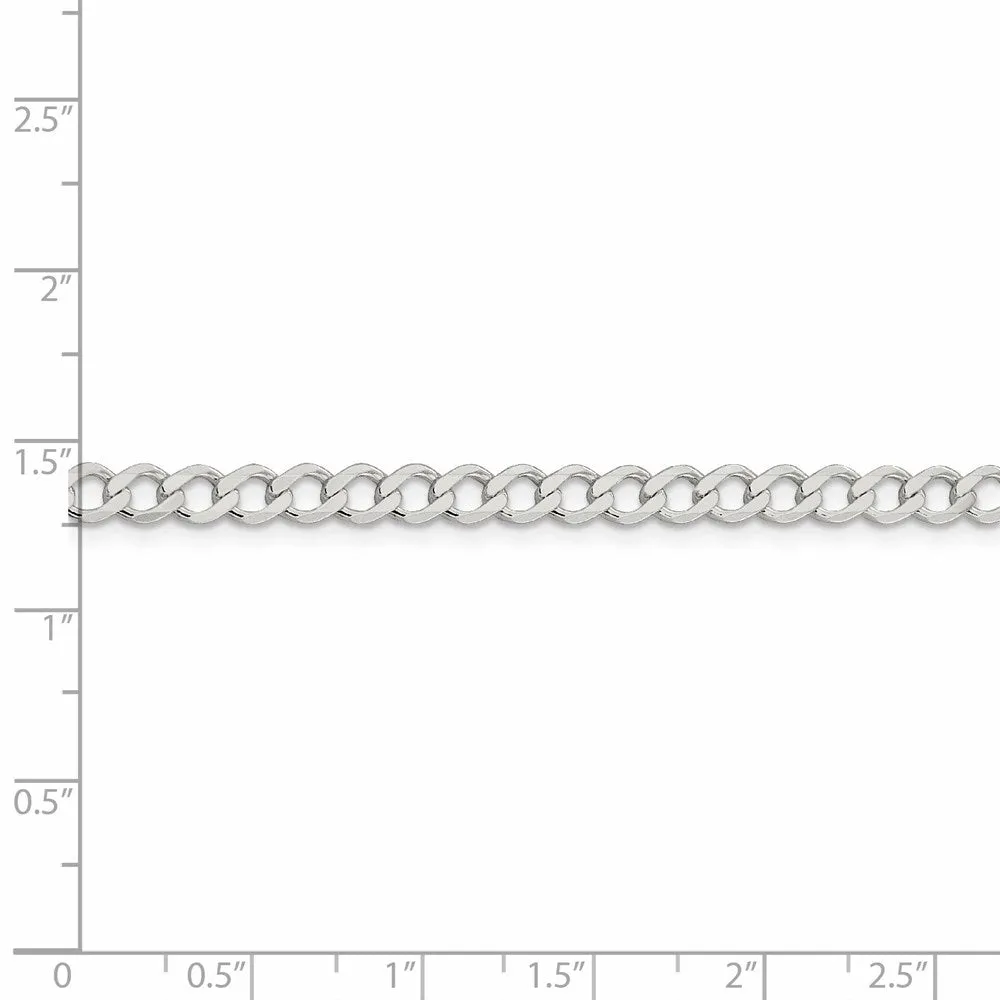 Sterling Silver 4.5mm Semi-solid Flat Curb Chain