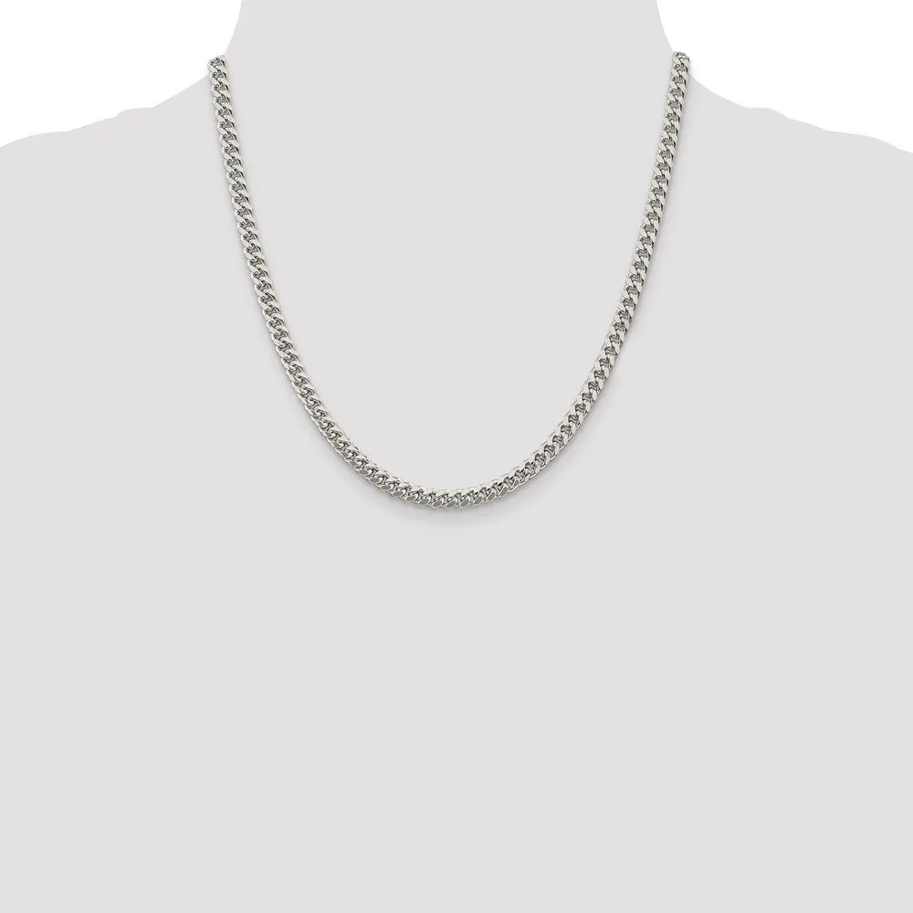 Sterling Silver 5mm Domed w/ Side Dimond-cut Curb Chain