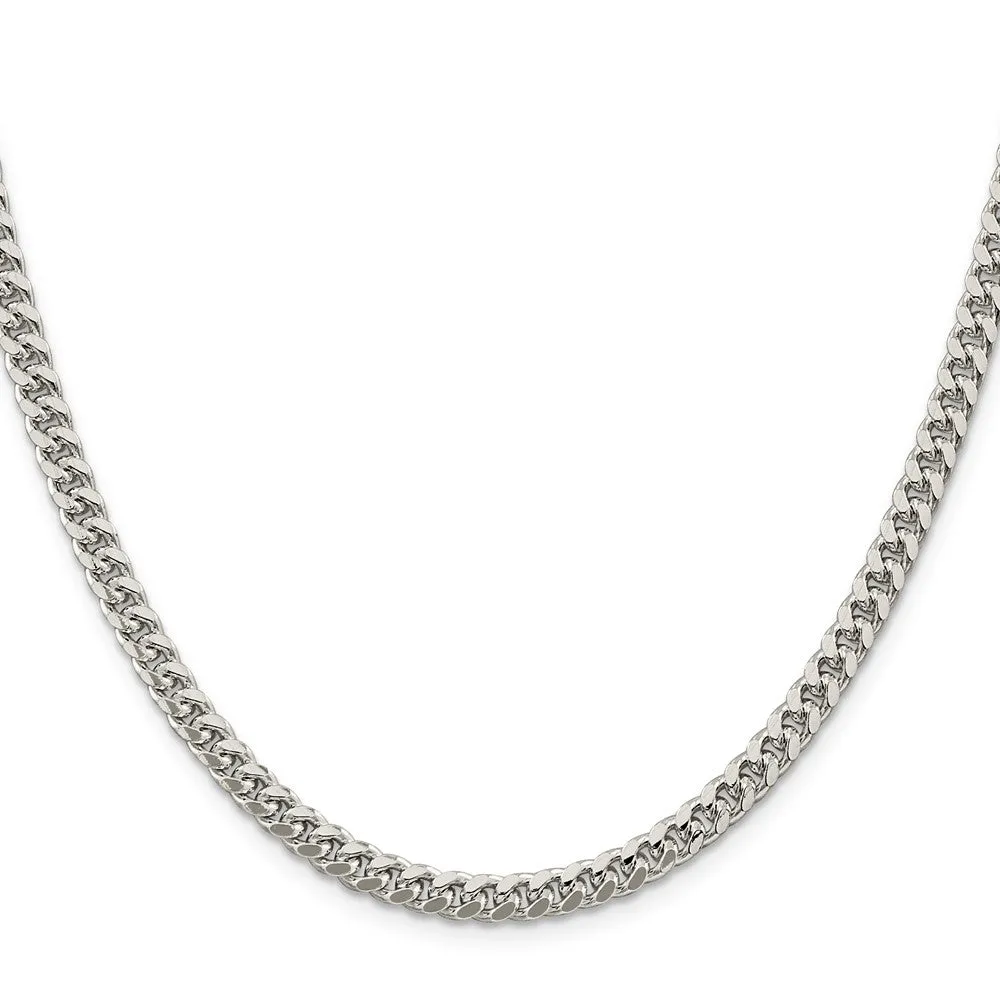 Sterling Silver 5mm Domed w/ Side Dimond-cut Curb Chain