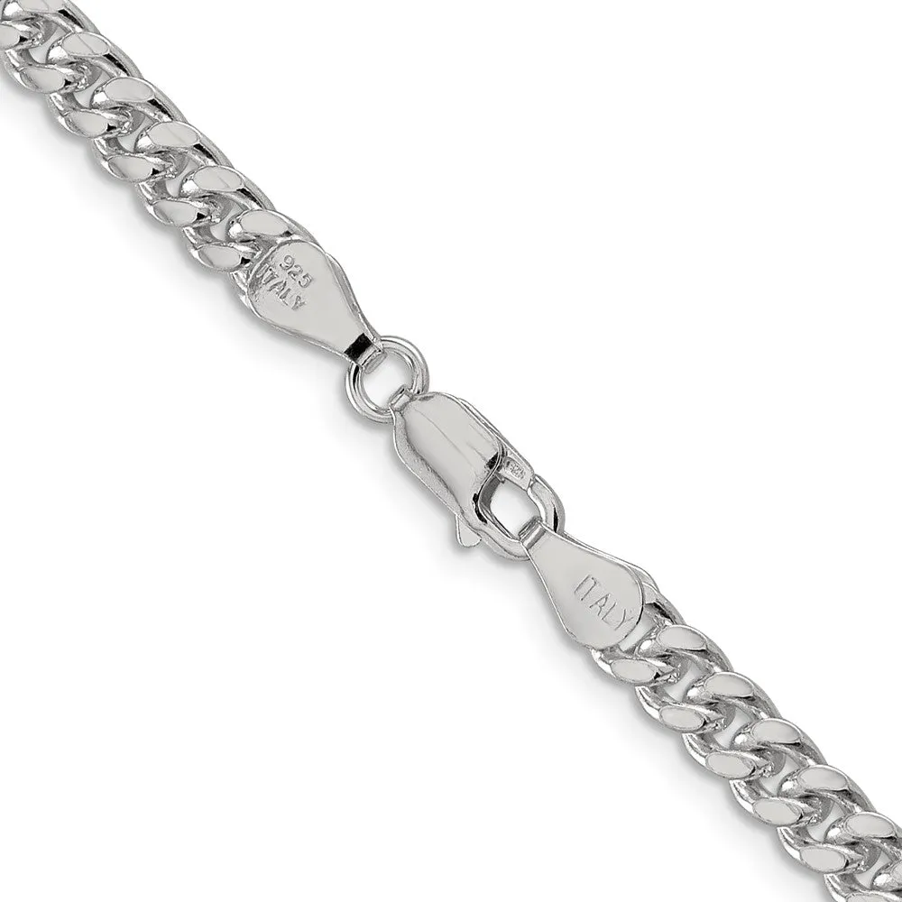 Sterling Silver 5mm Domed w/ Side Dimond-cut Curb Chain
