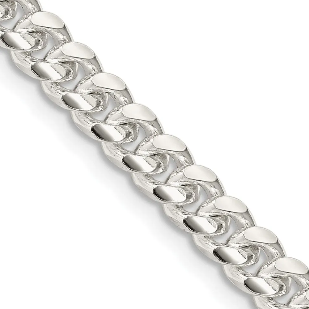 Sterling Silver 5mm Domed w/ Side Dimond-cut Curb Chain