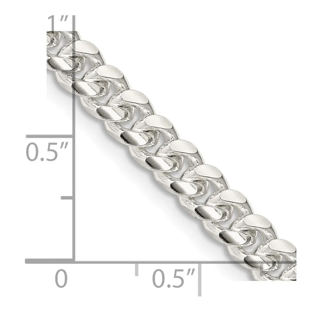 Sterling Silver 5mm Domed w/ Side Dimond-cut Curb Chain