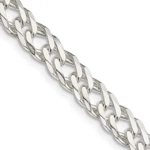 Sterling Silver 6.25mm 6 Side Dimond-cut Flat Double Curb Chain