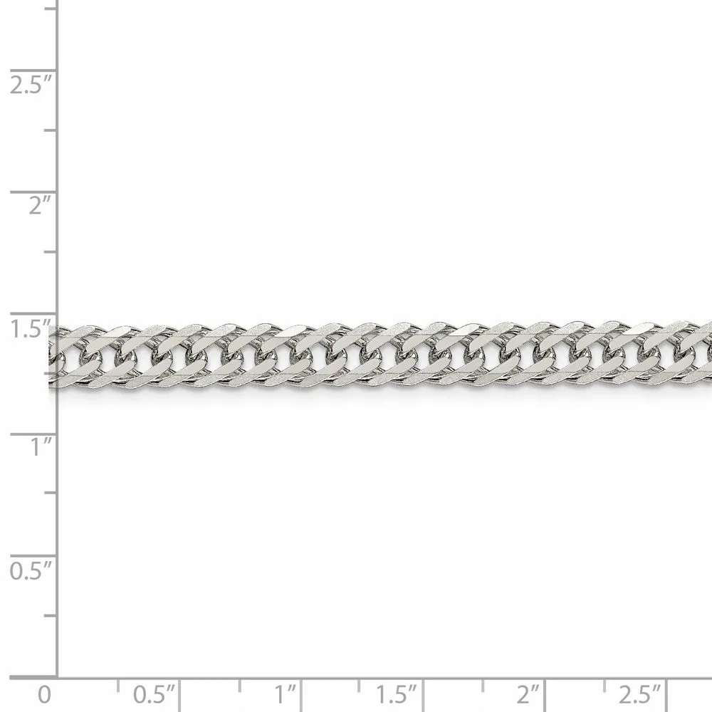 Sterling Silver 6.25mm 6 Side Dimond-cut Flat Double Curb Chain