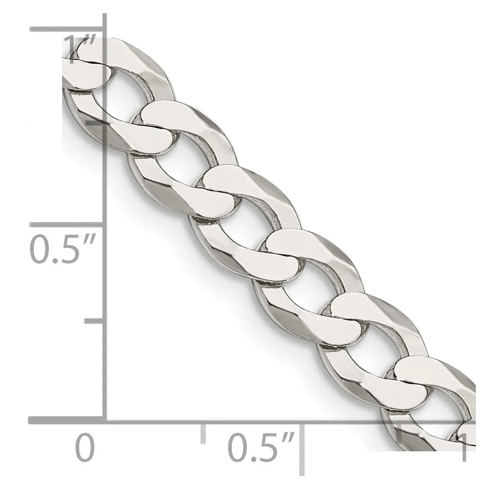 Sterling Silver 6.8mm Flat Curb Chain
