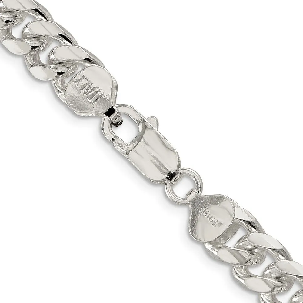 Sterling Silver 8.5mm Domed w/ Side Dimond-cut Curb Chain