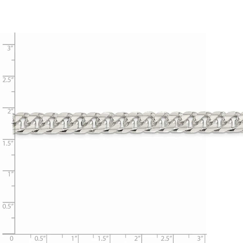 Sterling Silver 8.5mm Domed w/ Side Dimond-cut Curb Chain
