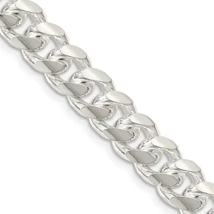 Sterling Silver 8.5mm Domed w/ Side Dimond-cut Curb Chain