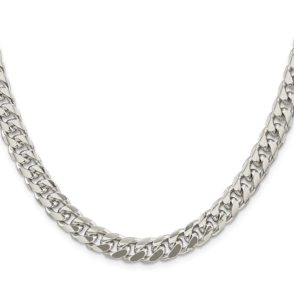 Sterling Silver 8.5mm Domed w/ Side Dimond-cut Curb Chain