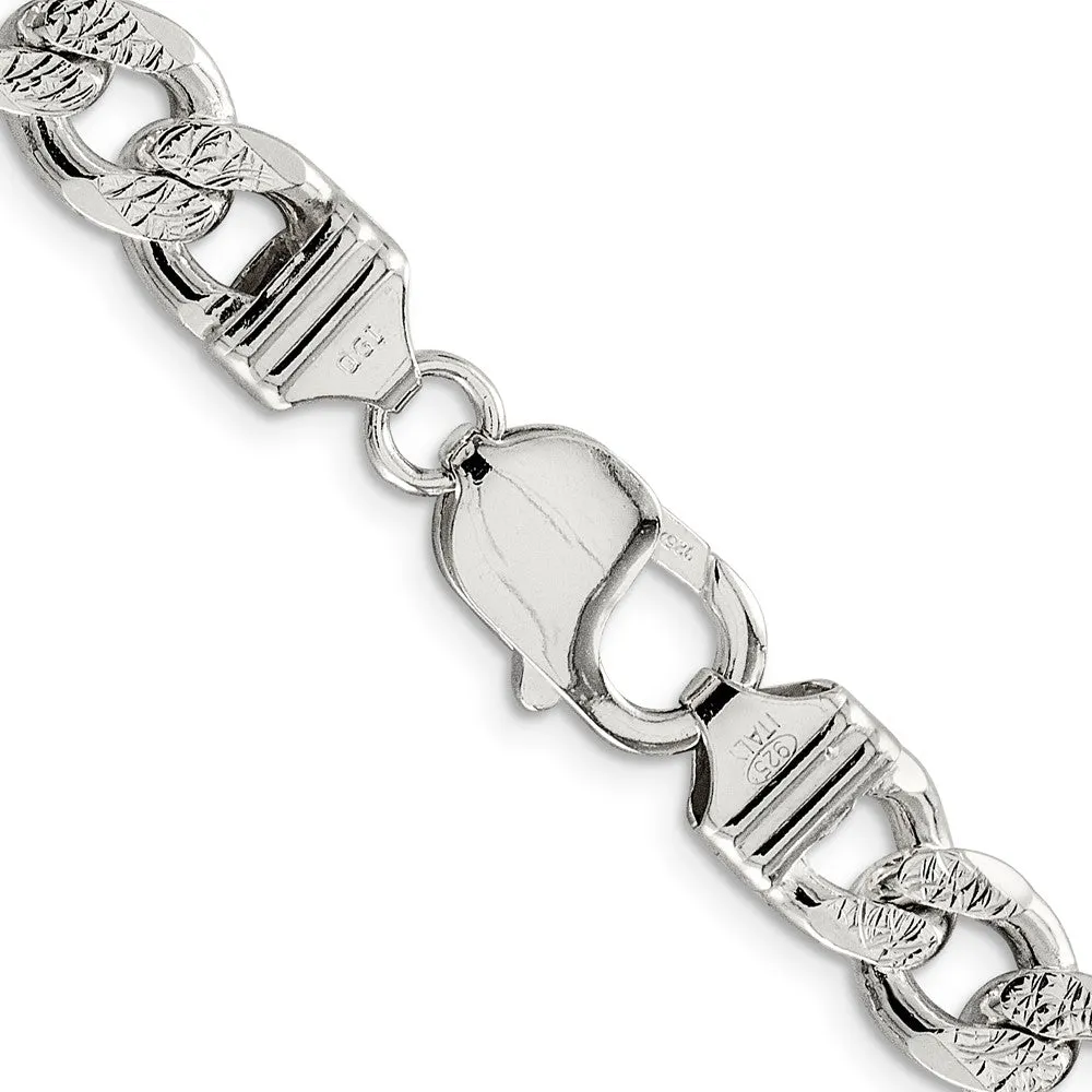 Sterling Silver 9.15mm Pav� Curb Chain