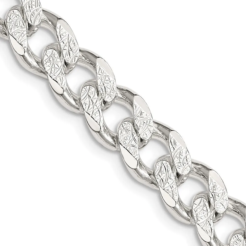 Sterling Silver 9.15mm Pav� Curb Chain
