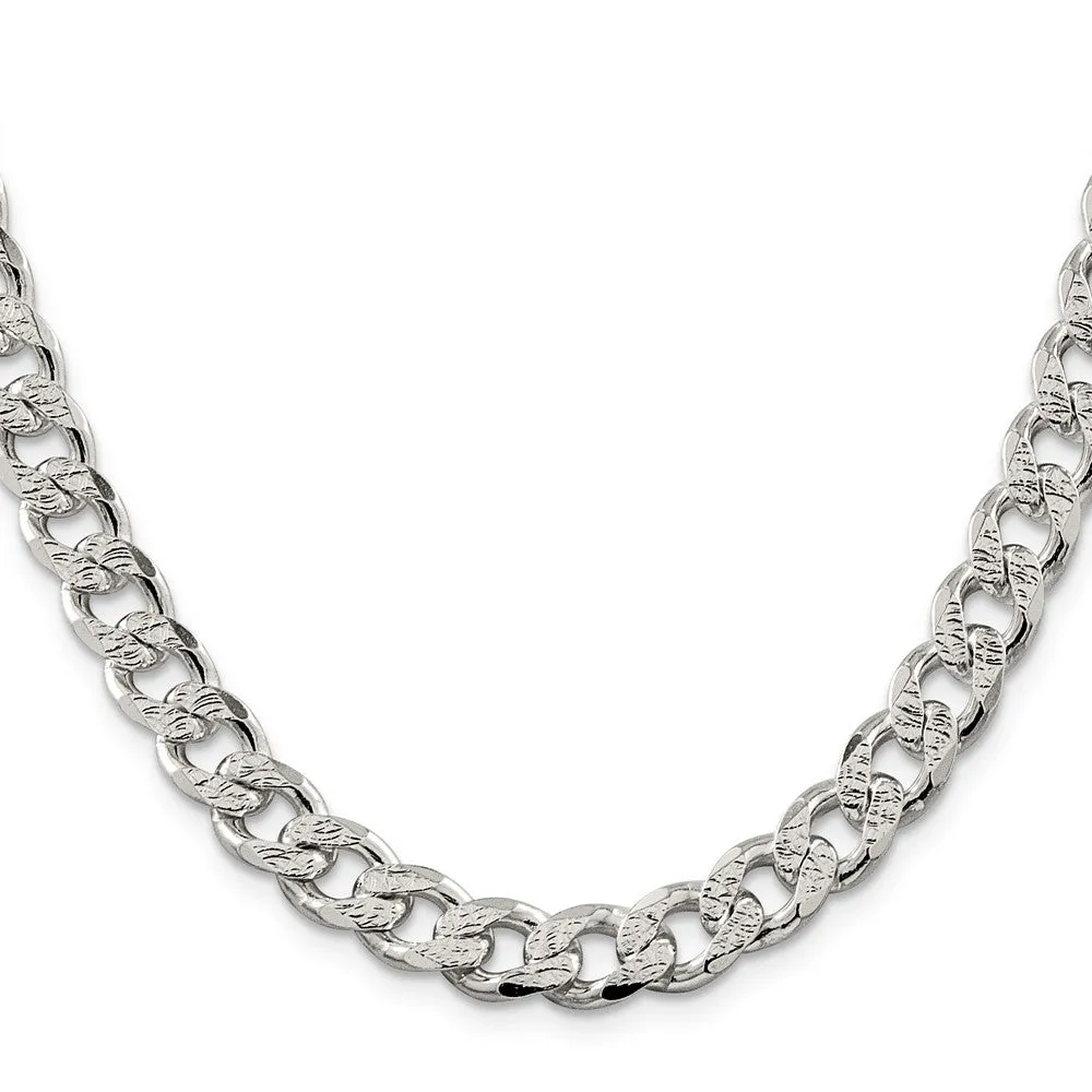 Sterling Silver 9.15mm Pav� Curb Chain