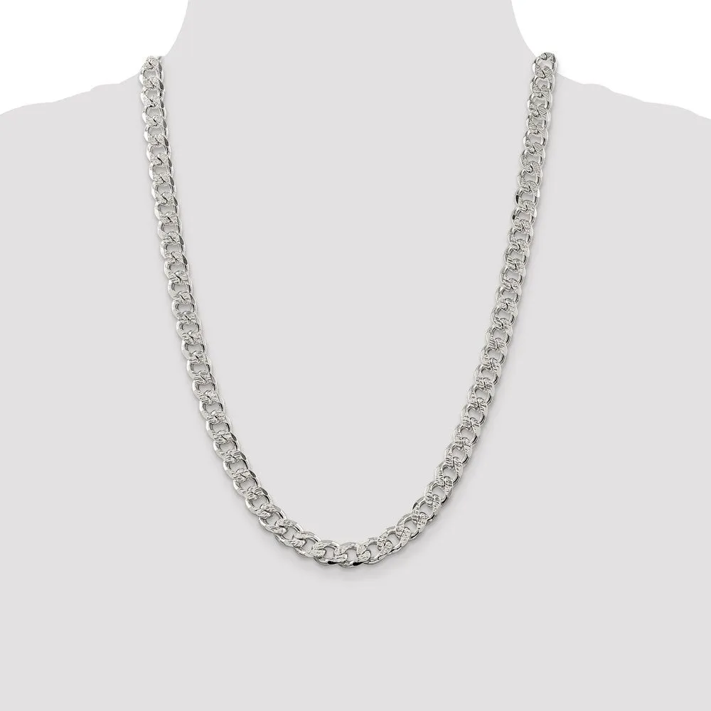 Sterling Silver 9.15mm Pav� Curb Chain