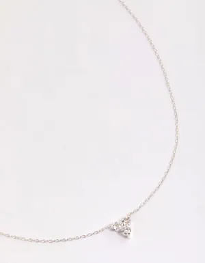 Sterling Silver Cubic Zirconia Round Trio Collar Necklace
