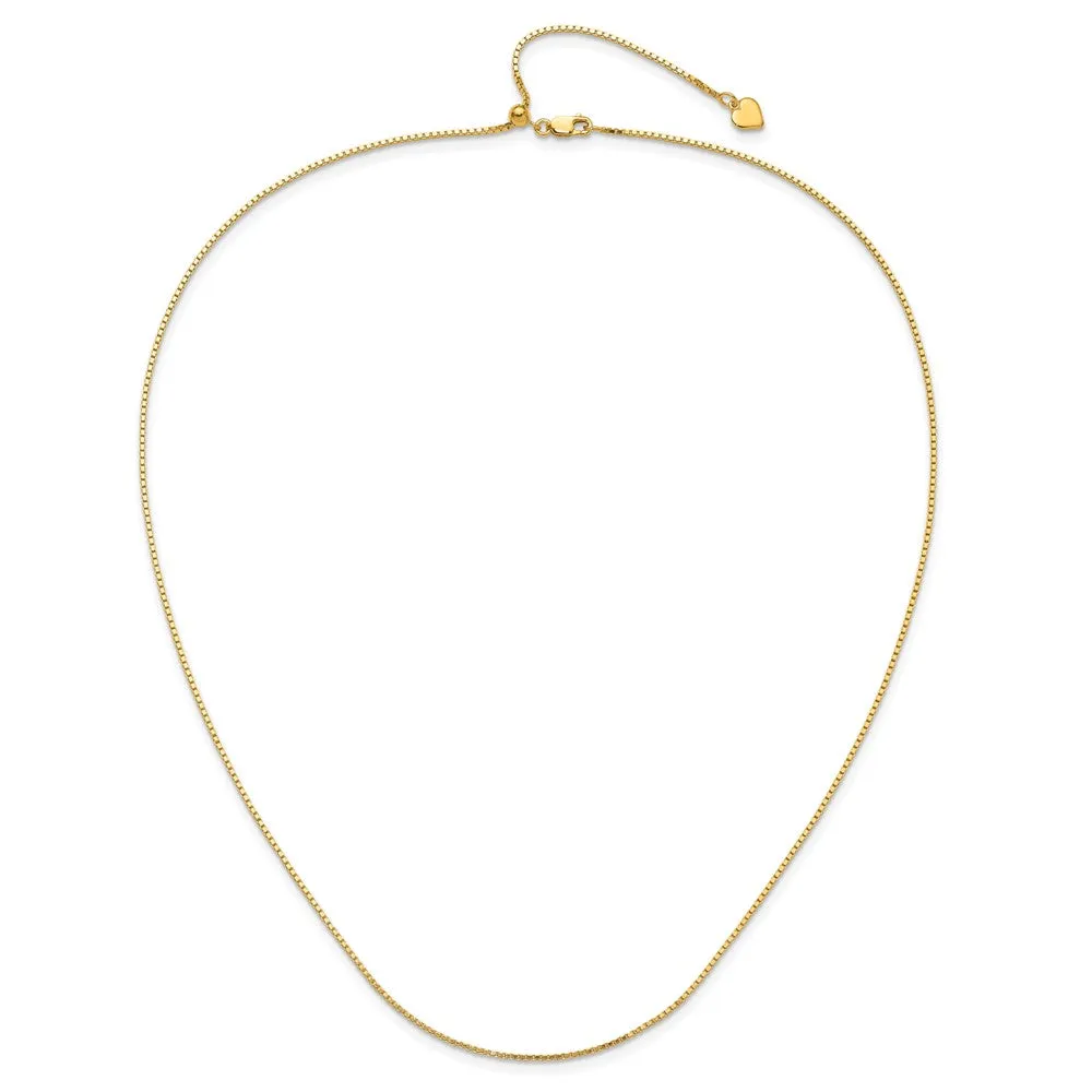 Sterling Silver Gold-plated Adjustable 1.1mm Box Chain