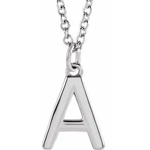 Sterling Silver Initial A Dangle 18" Necklace