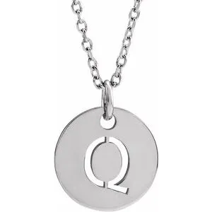 Sterling Silver Initial Q 16-18" Necklace