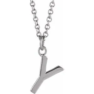 Sterling Silver Initial Y Dangle 16" Necklace