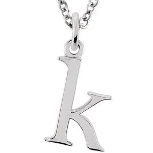 Sterling Silver Lowercase Initial k 16" Necklace