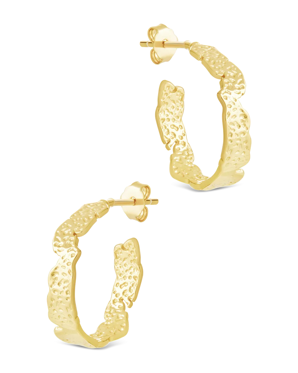Sterling Silver Mary Textured Hoop Earrings