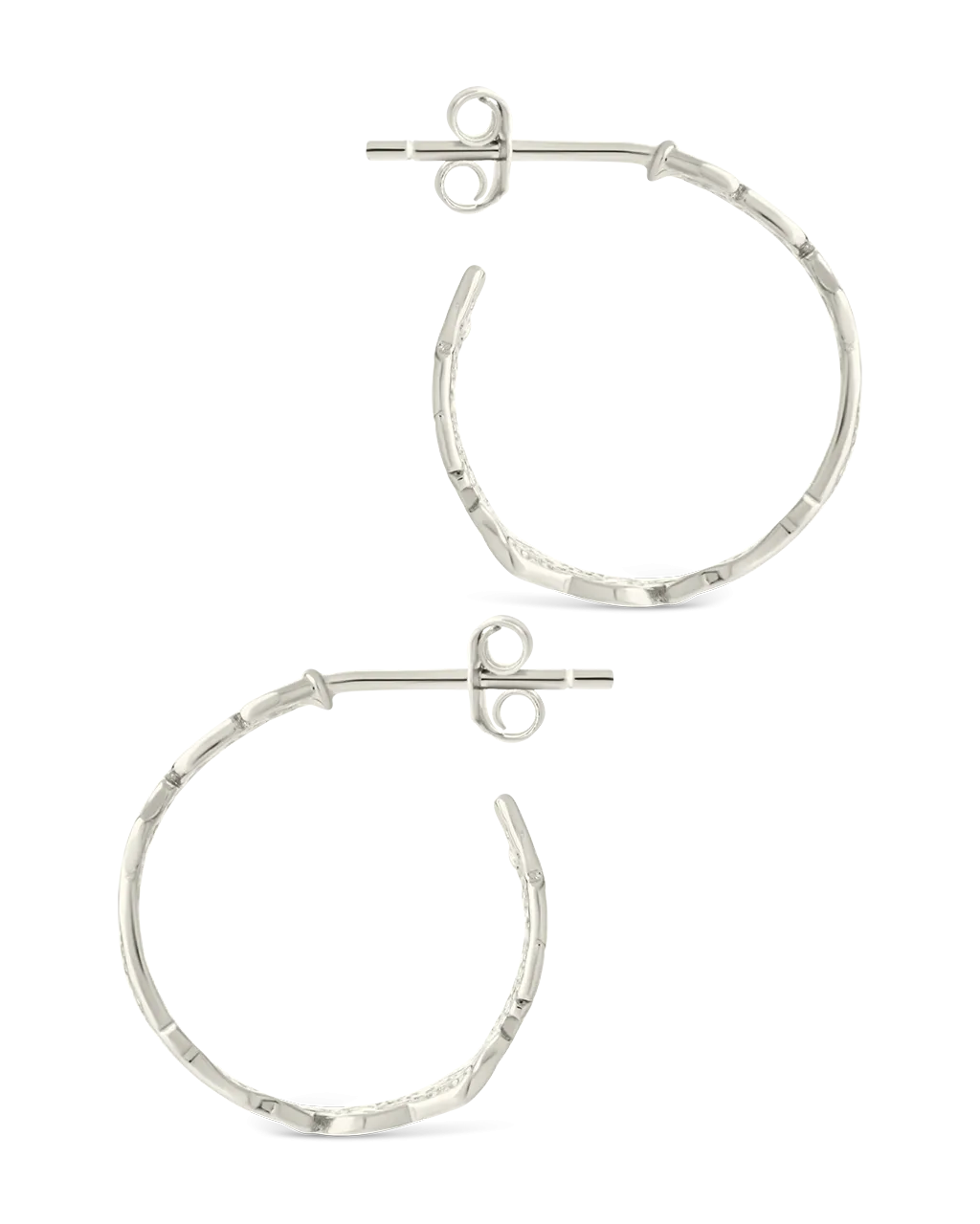 Sterling Silver Mary Textured Hoop Earrings