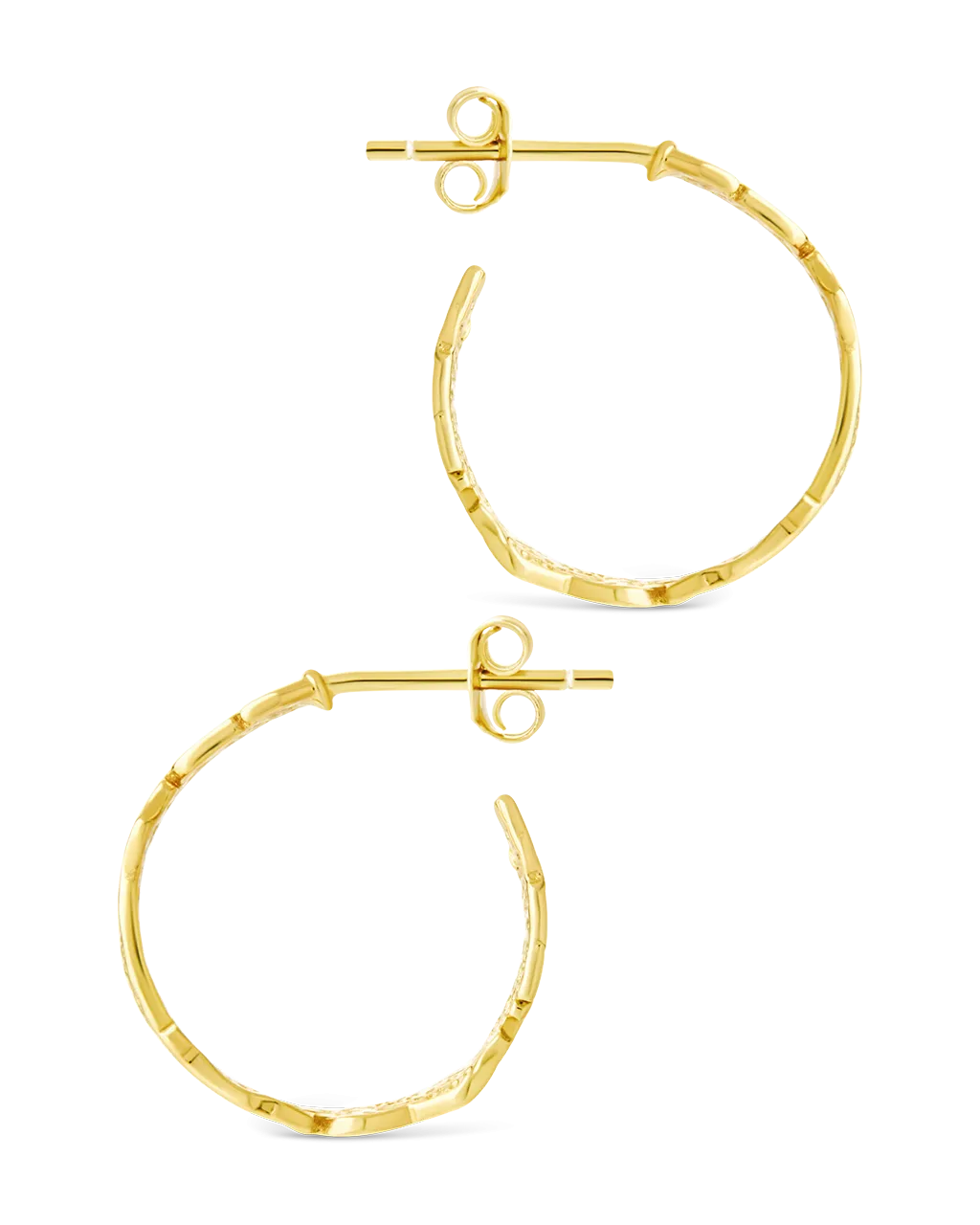 Sterling Silver Mary Textured Hoop Earrings