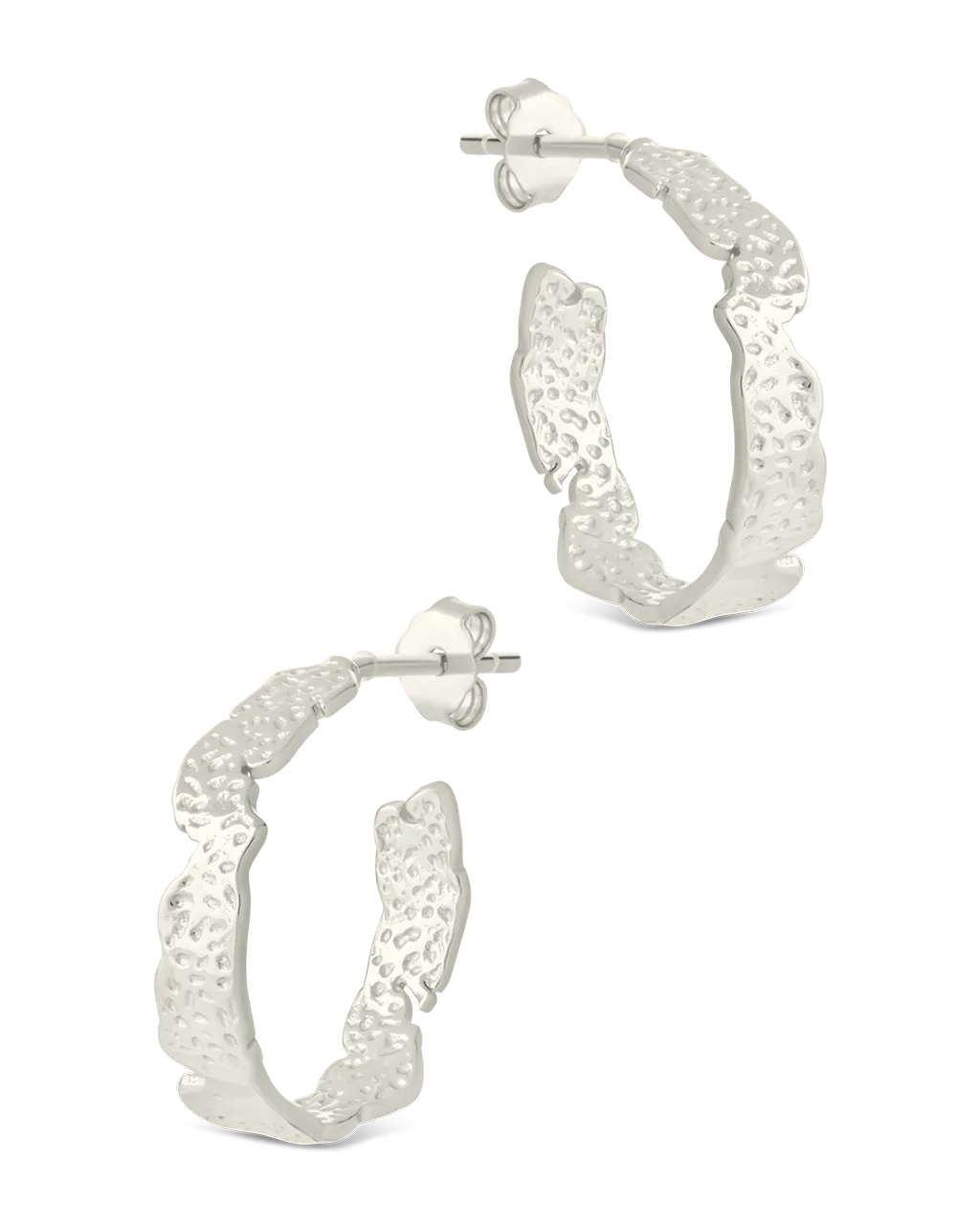 Sterling Silver Mary Textured Hoop Earrings