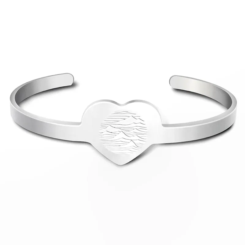 Sterling Silver Mountain Heart Cuff Bracelet