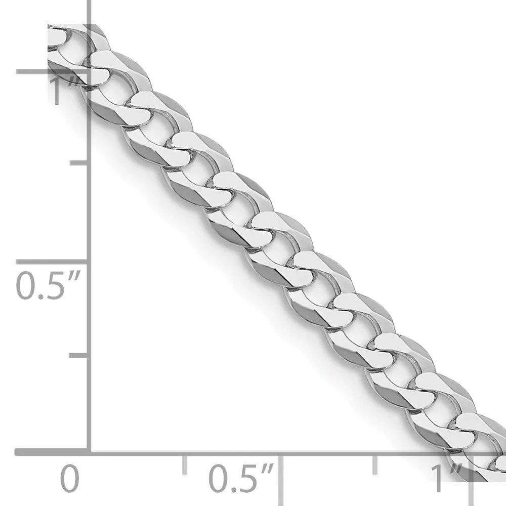 Sterling Silver Rhodium-plated 4.5mm Flat Curb Chain