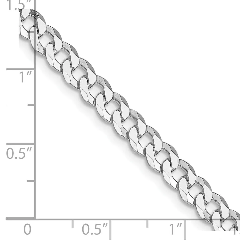 Sterling Silver Rhodium-plated 5mm Beveled Curb Chain