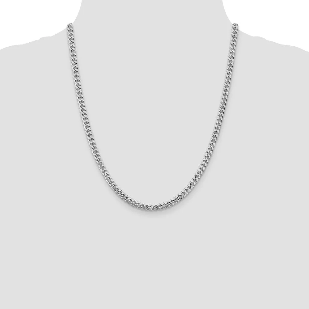 Sterling Silver Rhodium-plated 5mm Domed w/ Side Dimond-cut Curb Chain