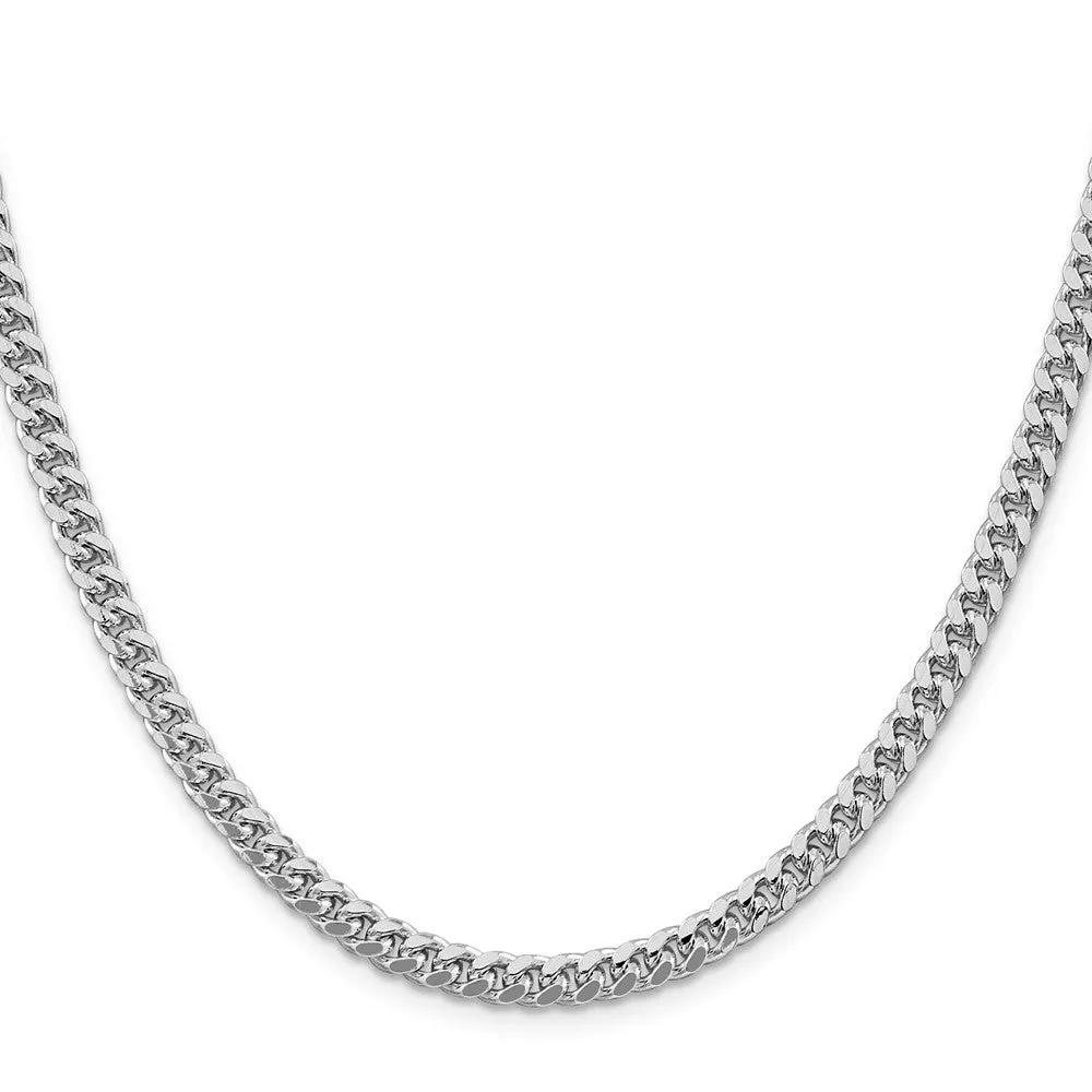 Sterling Silver Rhodium-plated 5mm Domed w/ Side Dimond-cut Curb Chain