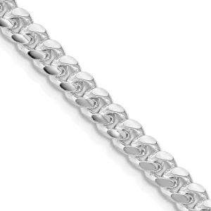 Sterling Silver Rhodium-plated 5mm Domed w/ Side Dimond-cut Curb Chain