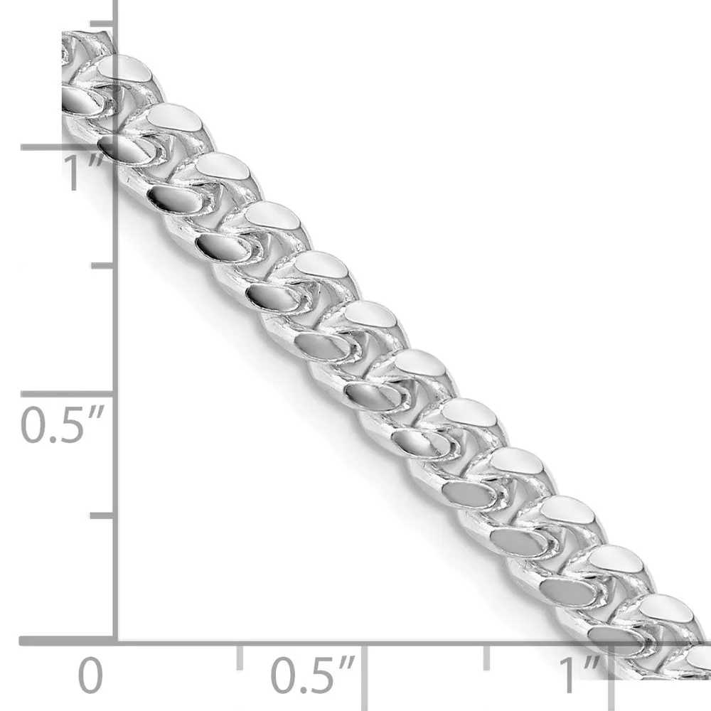 Sterling Silver Rhodium-plated 5mm Domed w/ Side Dimond-cut Curb Chain