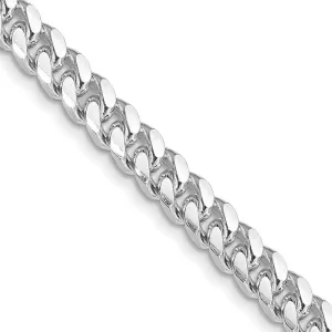 Sterling Silver Rhodium-plated 6mm Domed w/ Side Dimond-cut Curb Chain