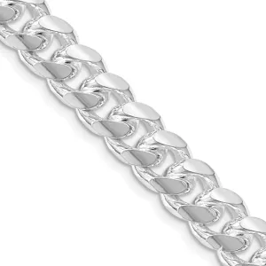 Sterling Silver Rhodium-plated 8.5mm Domed w/ Side Dimond-cut Curb Chain