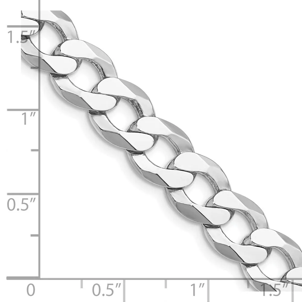 Sterling Silver Rhodium-plated 9.75mm Flat Curb Chain