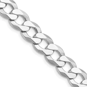 Sterling Silver Rhodium-plated 9.75mm Flat Curb Chain