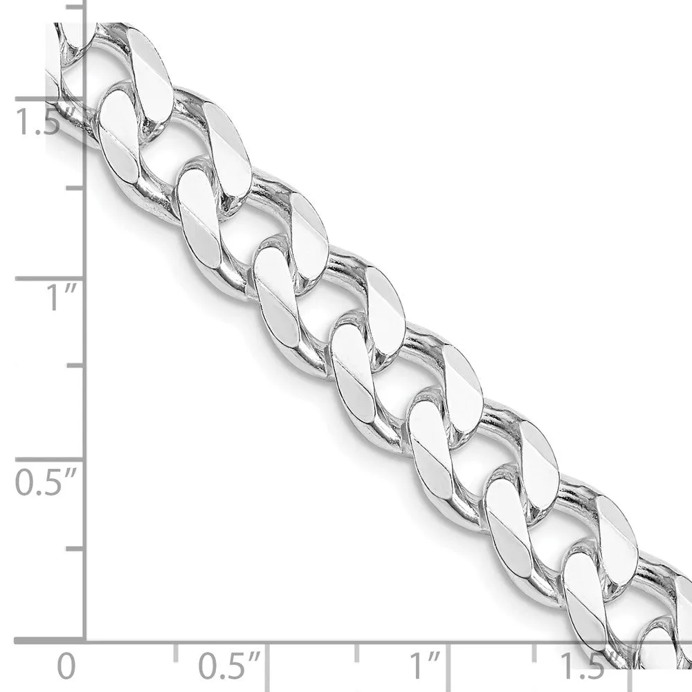 Sterling Silver Rhodium-plated 9mm Curb Chain