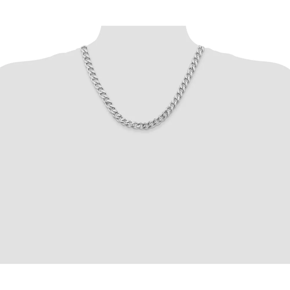 Sterling Silver Rhodium-plated 9mm Curb Chain