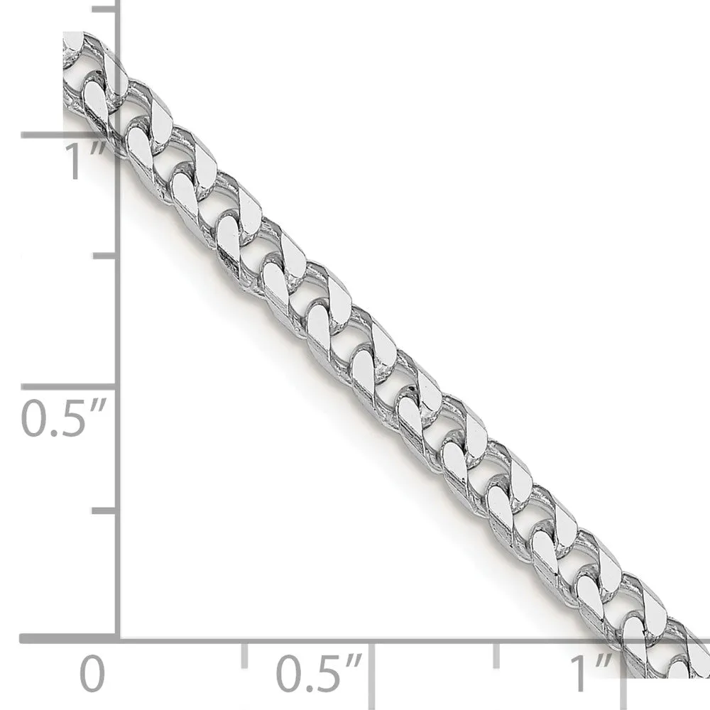 Sterling Silver Rhodium-plated Polished 3.5mm Curb Chain