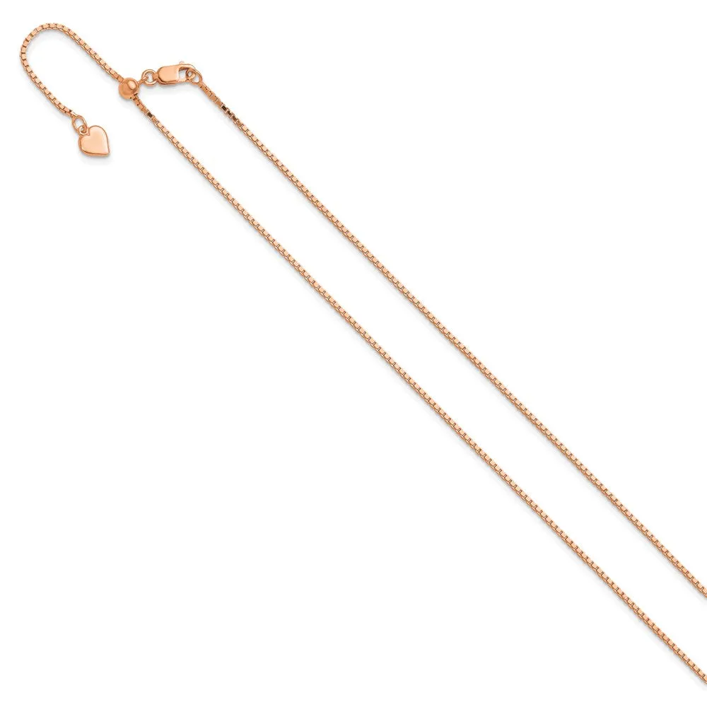 Sterling Silver Rose Gold-plated Adjustable 1.1mm Box Chain