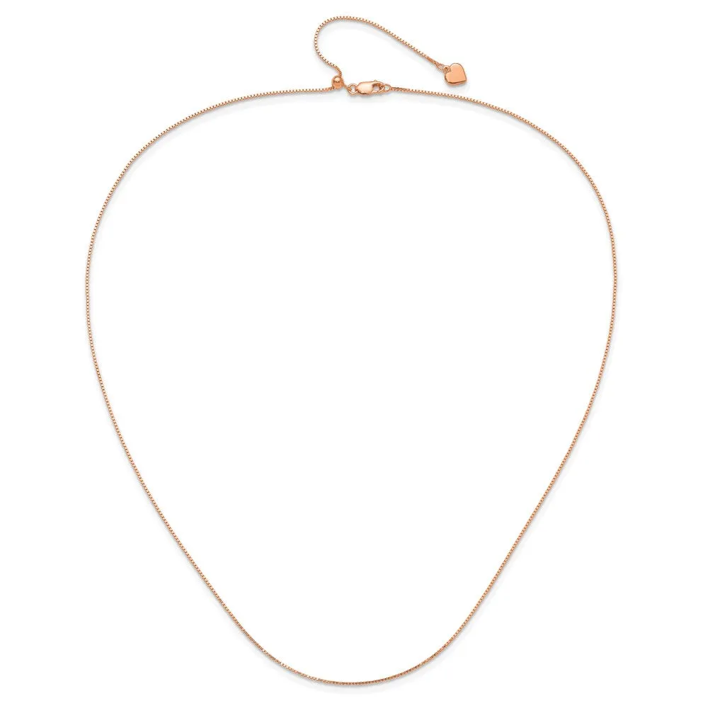 Sterling Silver Rose Gold-plated Adjustable .85mm Box Chain