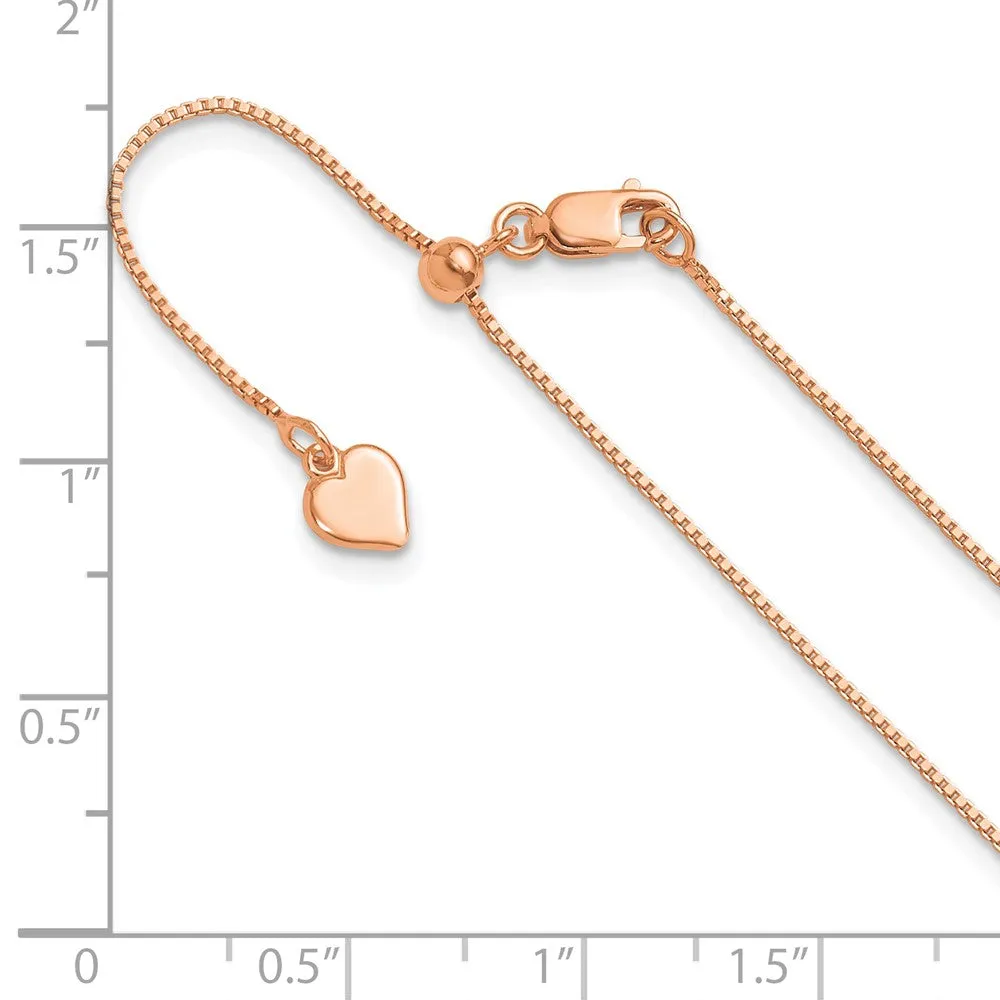 Sterling Silver Rose Gold-plated Adjustable .85mm Box Chain