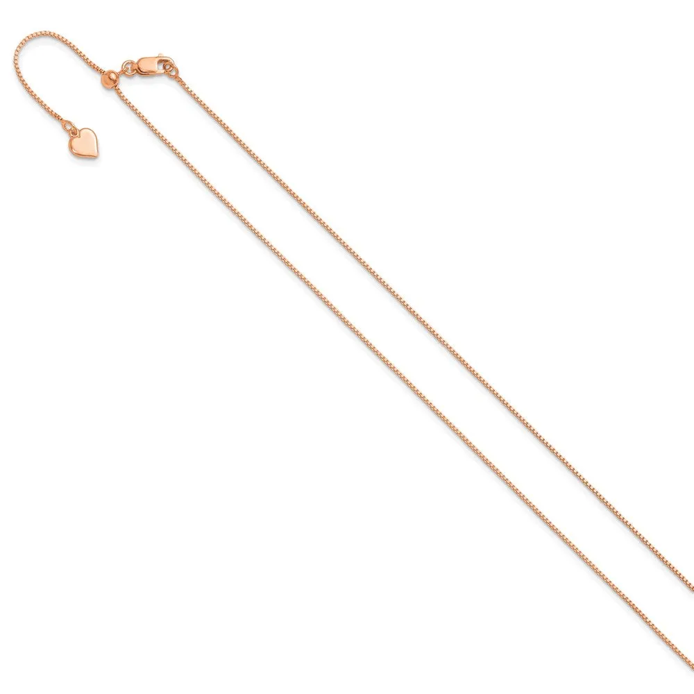 Sterling Silver Rose Gold-plated Adjustable .85mm Box Chain