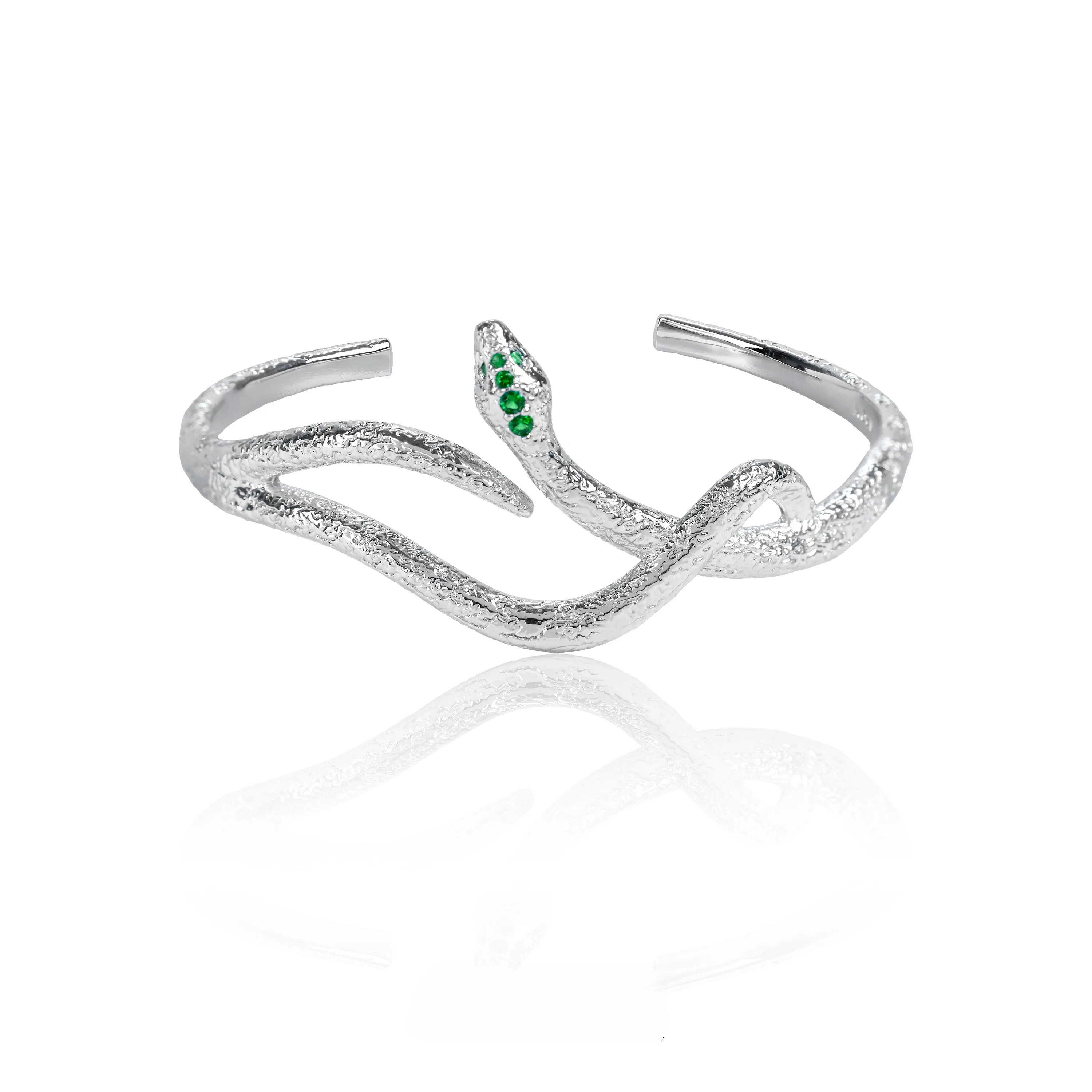 Sterling Silver Slytherin Fashion Green Snake Wrist Bracelet
